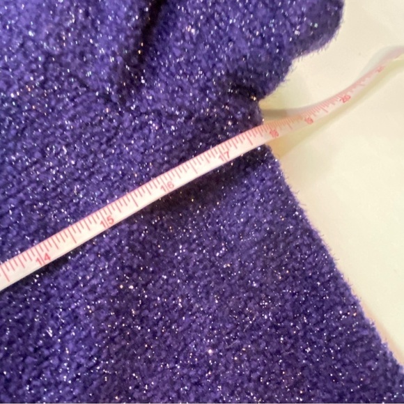 Amy Too! Vintage purple metallic knit short sleeve mini dress 18 1/2 - Picture 7 of 10